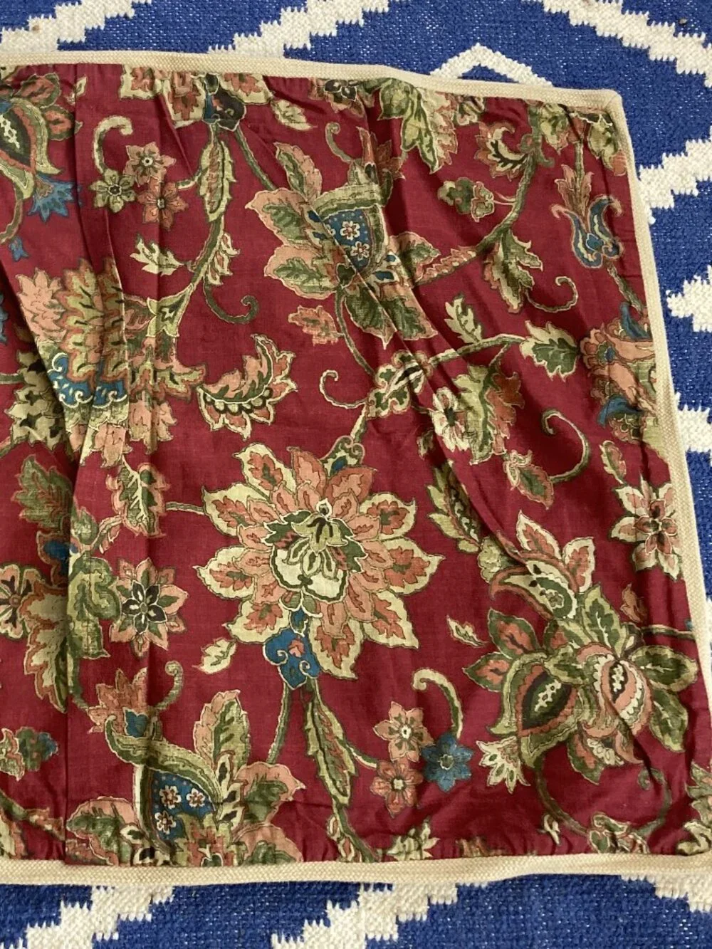 2 Pc Set Chaps Ralph Lauren Annabelle Standard Pillow Shams Red Jacobean Floral